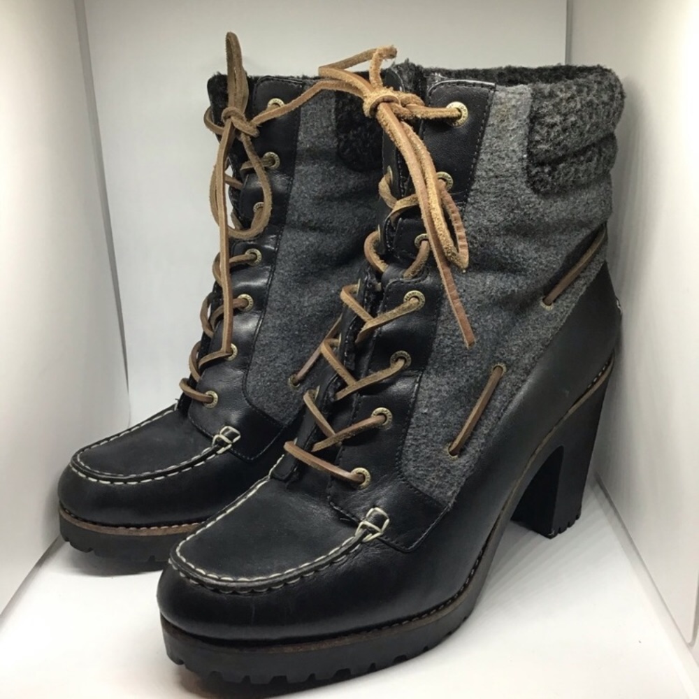 Sperry leather trinity heeled ankle booties 10M